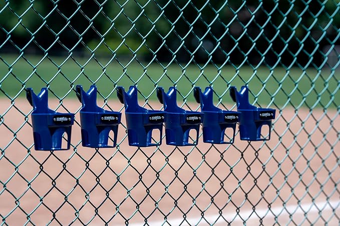 Fence Cup Holder | Drink Holder for Chain Link Fence | Fits Stanley, Yeti & Gatorade | Baseball Dugout, Softball, Pickleball & Tennis | Made in USA | The Fence Buddy (Dark Blue)