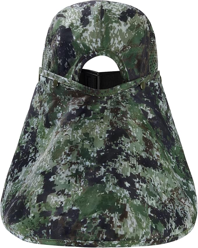 BASSDASH UPF 50+ Foldable Fishing Hat Baseball Cap with Removable Neck Flap Portable for Men Women Golf Hiking