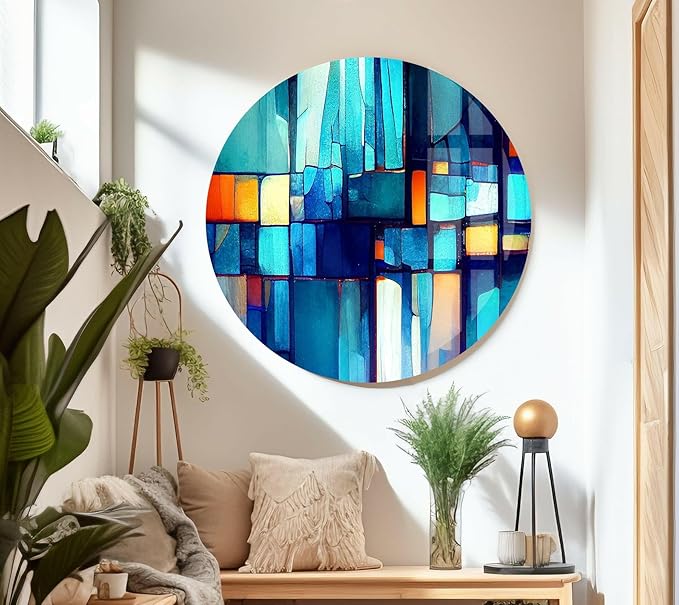 My Photostation.com 43Wx27H'' Blue Vibrant Stained Glass Wall ArtTempered Glass - Image 4