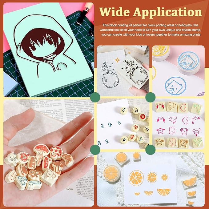 Keadic 12Pcs Soft Rubber Carving Blocks Kit, Comes - Image 7