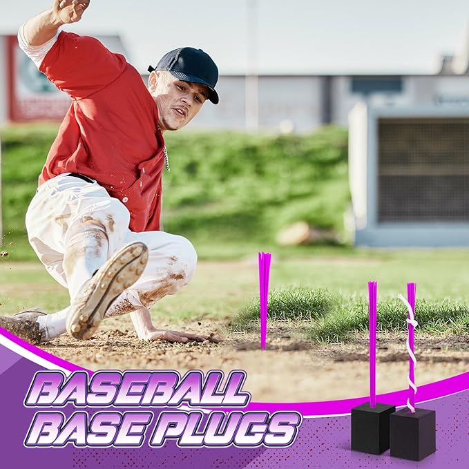 Shappy 12 Pieces Baseball Base Plugs with Tassel Heavy Duty Anchor Plugs for Baseball Field and Softball Accessories