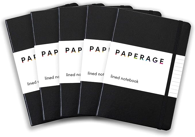 PAPERAGE Lined Journal Notebook, 5 Pack, 160 Pages, Medium 5.6 in x 8 in by PAPERAGE