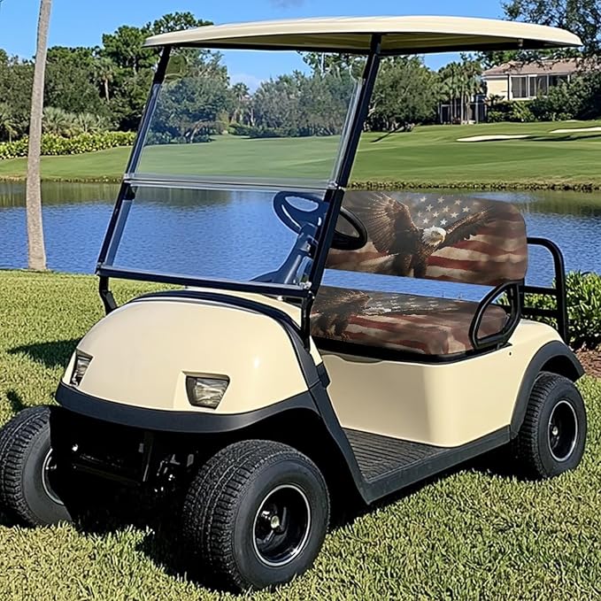 Yewatlles Vintage Fly Eagle Golf 2 Piece Soft Anti-hot Golf Cart Seat Cover with Universal Fit 2 Passenger Golf Car Lightweight Protective Accessories