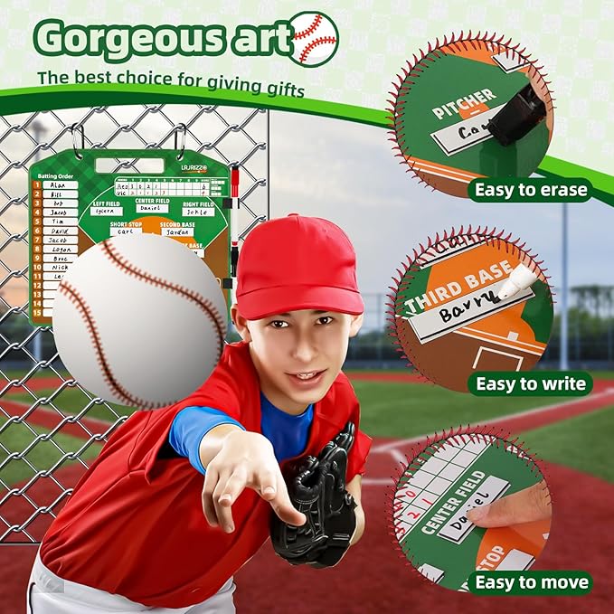 Magnetic Baseball Lineup Board，Baseball Lineup Cards Baseball Lineup Board for Dugout Baseball Clipboard for Coaches Softball Lineup Cards Marker Boards Baseball Coaching Accessories (Brown)