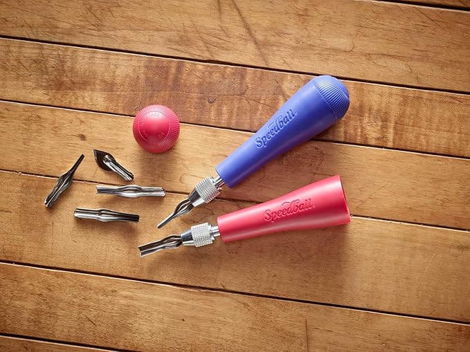 Speedball Linoleum Cutter Kit, 2-Handle Tool Set, Includes 6 Professional - Image 3