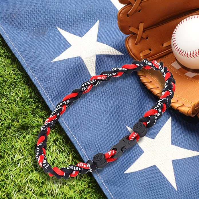 18inch Baseball Necklace,Fashion Tri-Braided Rope Tornado Necklace for Sports Fan