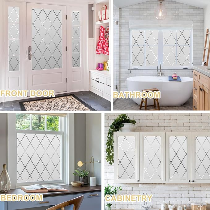 Window Privacy Film Decorative for Front Door, Bathroom Static Cling Stained - Image 7
