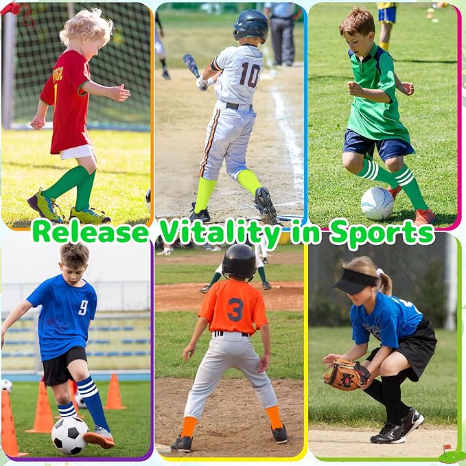 Olreco 1 Pack Toddler Kids Youth Soccer Socks Girls Boys Baseball Socks Youth Knee High Softball Football Accessories Cotton