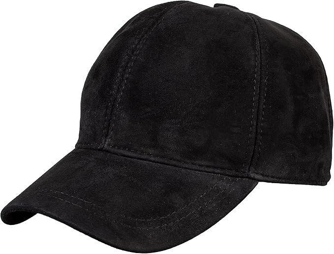 Suede Leather Baseball Cap – Unstructured 6 Panel Adjustable Strapback Hat for Men & Women