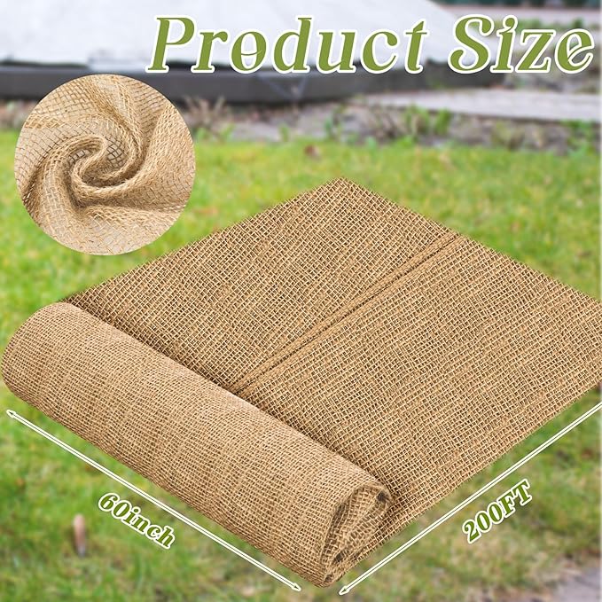 Buryeah Burlap Fabrics Roll Natural Jute Burlap Tree Wraps Protector Winter - Image 2