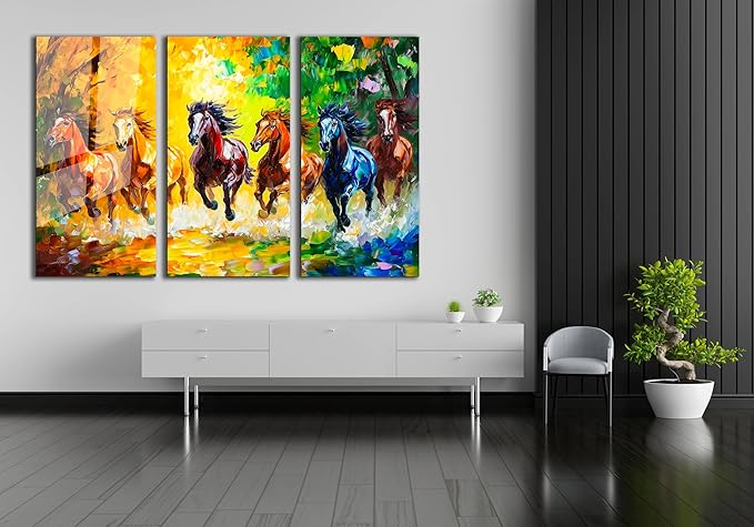 SpiritualHands Horse Glass Wall Art Oil Painting - Image 3