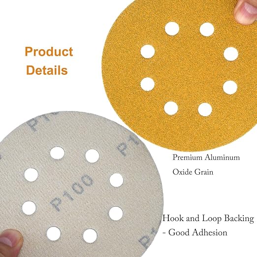5-Inch 8-Hole Hook and Loop Sanding Discs 100-Grit Random Orbit Sandpaper - Image 5