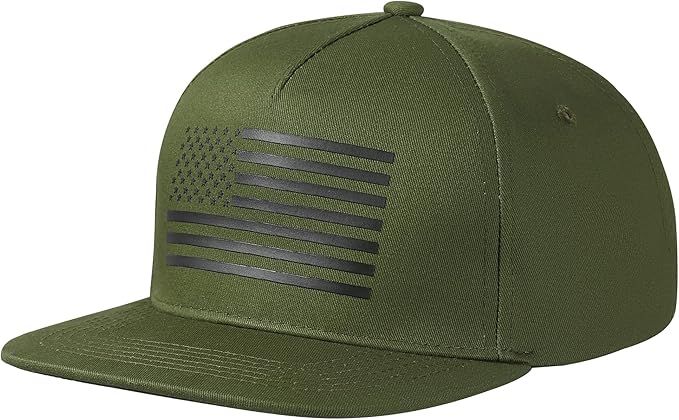 UALON Baseball Cap, Snapback Trucker Hat for Men & Women with American Flag and Adjustable, Breathable Mesh, Flat Bill Hats