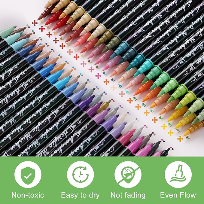 80 Colors Acrylic Paint Markers, Waterproof Dual Tip Acrylic Paint Pens - Image 5