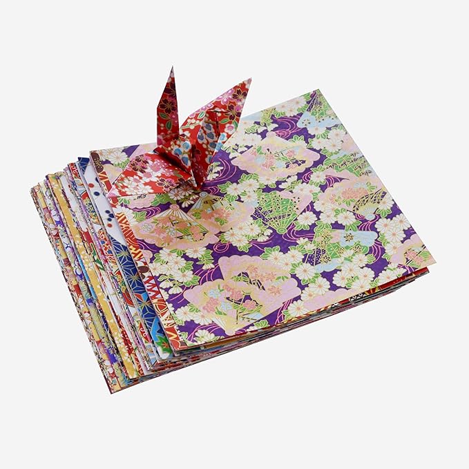 50 Origami Paper Yuzen Washi Paper Different Patterns Japanese Print 6x6 inches - Image 2