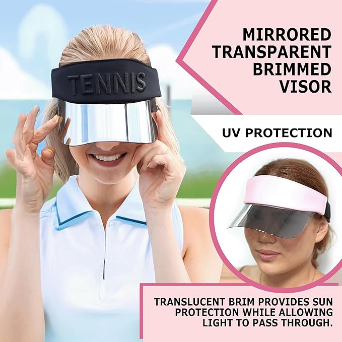 Funky Junque Women's UV 50 Adjustable Sun Visor - Golf Tennis Pickleball - Sports Themes Solid Colors Easter Pastels