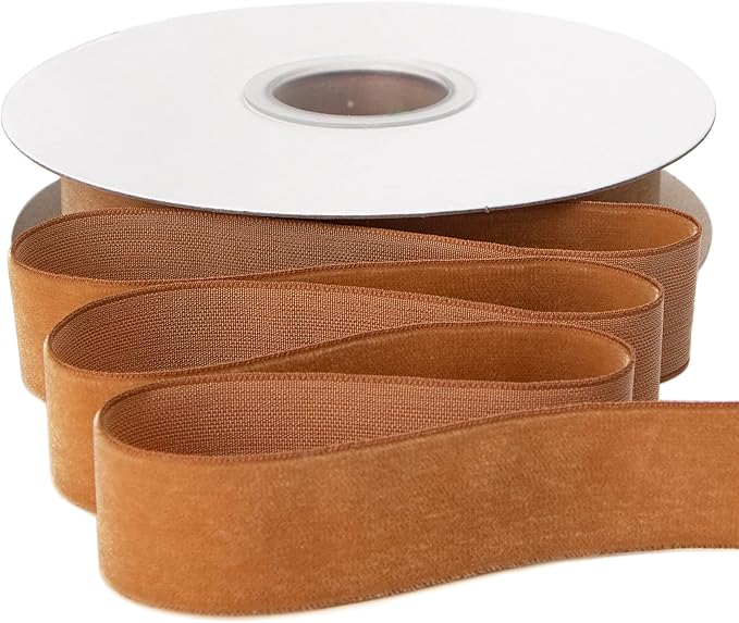 Ribbli Polyester Khaki Velvet Ribbon, 1 Inches Continuous10-Yard Spool by Ribbli