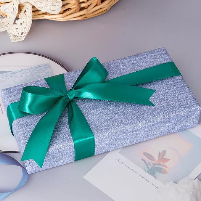 1 Inch Teal Solid Satin Ribbon, 50 Yards Craft Fabric Ribbon - Image 4
