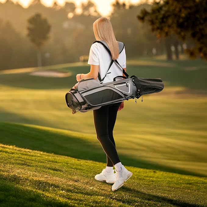 Ultra-Lite Golf Stand Bag - 3 Lbs, 4 Way Divider Portable Golf Club Carry Bag, Water-Repellent Golf Travel Case with Rain Hood, Golf Gifts for Men and Women