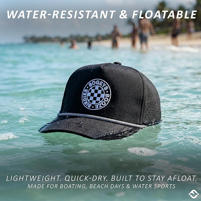 Funky Junque Performance Waterproof Golf Rope Hat – Cool Breathable Workout 5 Panel Snapback Cap for Men