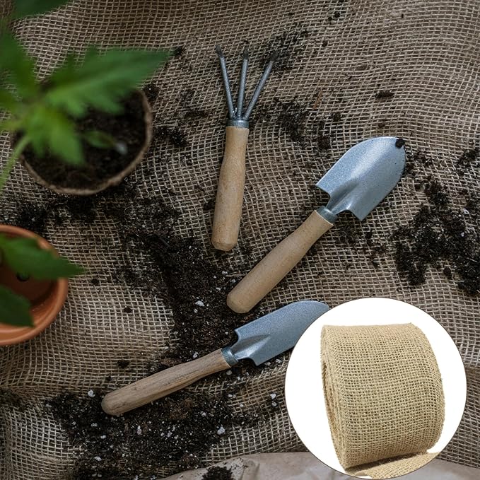 3" Wide Natural Burlap Fabric Roll - Image 5