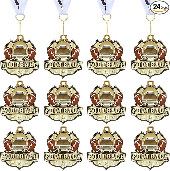 Ecation Medals with Neck Ribbons Soccer Awards Medals Baseball Team Awards Softball T-Ball Flag Football Trophy for Kids Sports Competitions Celebration Gift
