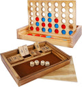 Glintoper Shut The Box & 4 in a Row Tables Game Set, Classic Wood Dice Game by Glintoper