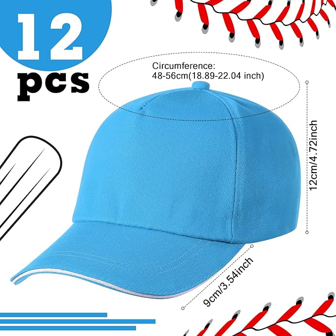 Shyyween Kids Baseball Caps Youth Adjustable Plain Baseball Hats Cotton Blank Hats Bulk for Girls Boys Sport Team