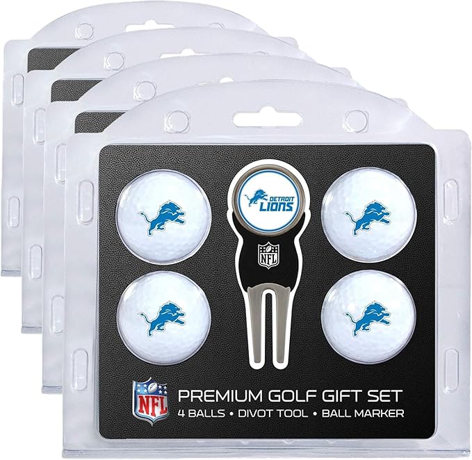 Team Golf NFL Regulation Size Golf Balls (4 Count) & Divot Tool with Removable Double-Sided Magnetic Marker
