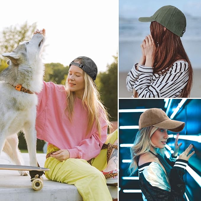 3 Pack Washed Plain Vintage Baseball Cap Cotton Adjustable Twill Bulk Low Profile Classic Dad Hat for Men/Women