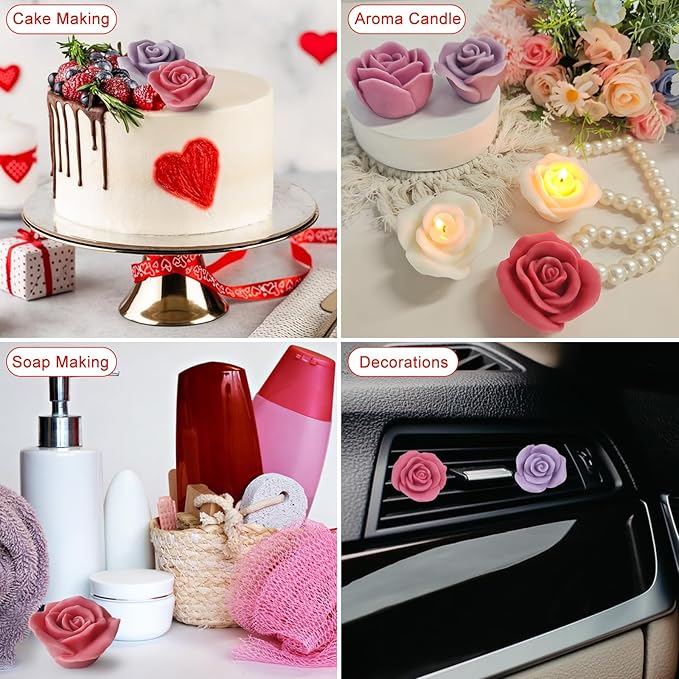 JDH 3 PCS Rose Flower Molds Flower Silicone Candle Mold Candle molds - Image 5
