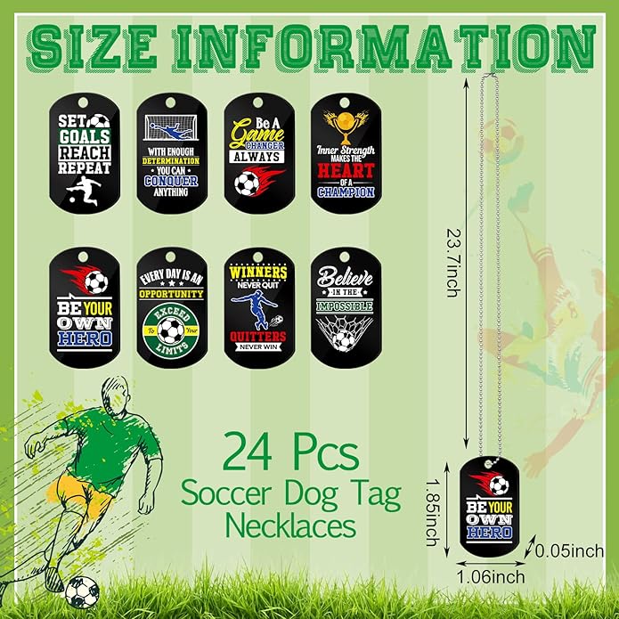 Moukeren 24 Pcs Motivational Dog Tag Necklaces Acrylic Dog Tags with Metal Beaded Chain Encouraging Cheerleaders Gifts for Team Favors