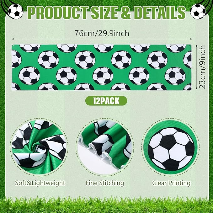 Peryiter 12 Counts Mini Cooling Towel, 30" x 9" Baseball Softball Soccer Golf Sweat Towel, Breathable Chilly Rag, Microfiber Sport Rags for Team Gym Running Coach Gift