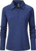 MoFiz Women's Golf Polo Shirt Long Sleeve Collared 1/4 Zip Stretch Soft Athletic Tops for Tennis Hiking & Outdoor Sports