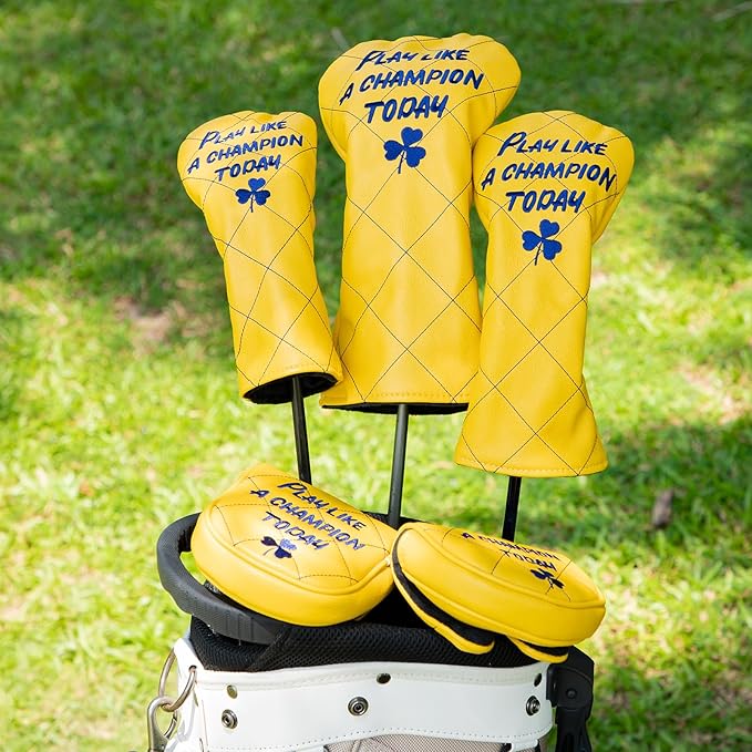 Golf Headcovers Play Like A Champion Today Golf Club Head Covers Advanced Embroidery Premium Leather Driver Headcovers Fairway Wood Covers Hybrid Cover Golf Mallet Putter Cover for DF3 OZ1