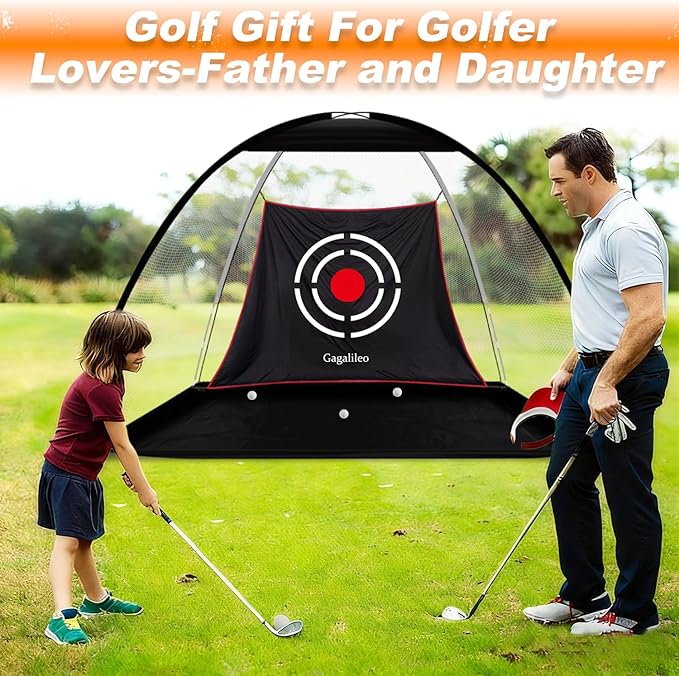 Gagalileo Golf Hitting Net Backyard Driving: 10x7FT Professional Backstop with Silent Velvet Target Portable Practice for Men Dad Complete Sport Set Gift