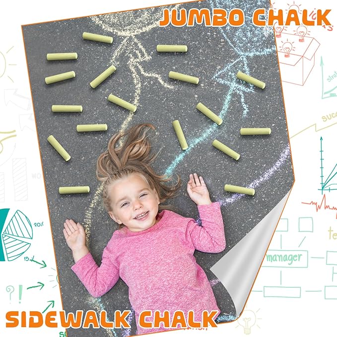 25 Pcs Sidewalk Chalks for Kids Non Toxic Jumbo Chalk for Party Gift Outdoor - Image 5