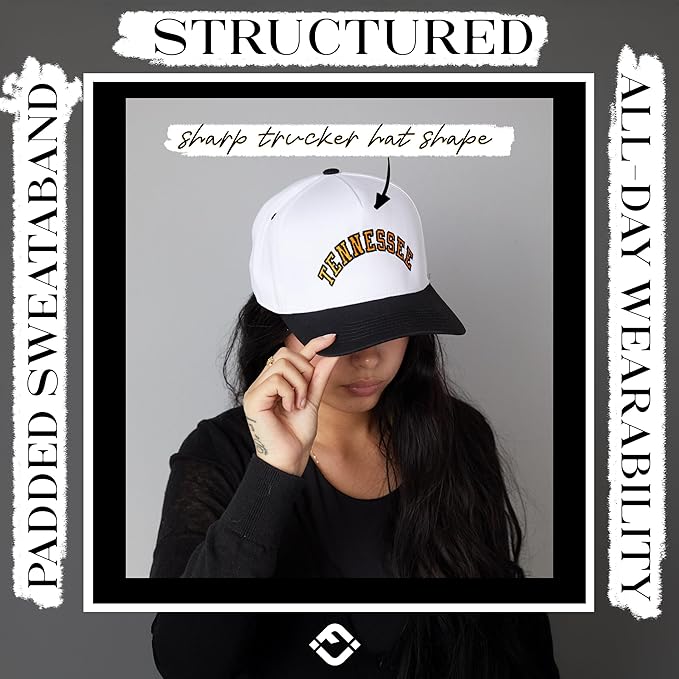 Funky Junque Trucker Hat Women Men 2-Tone Baseball Cap – Vintage Western Style Embroidered Snapback, Premium Cotton Blend