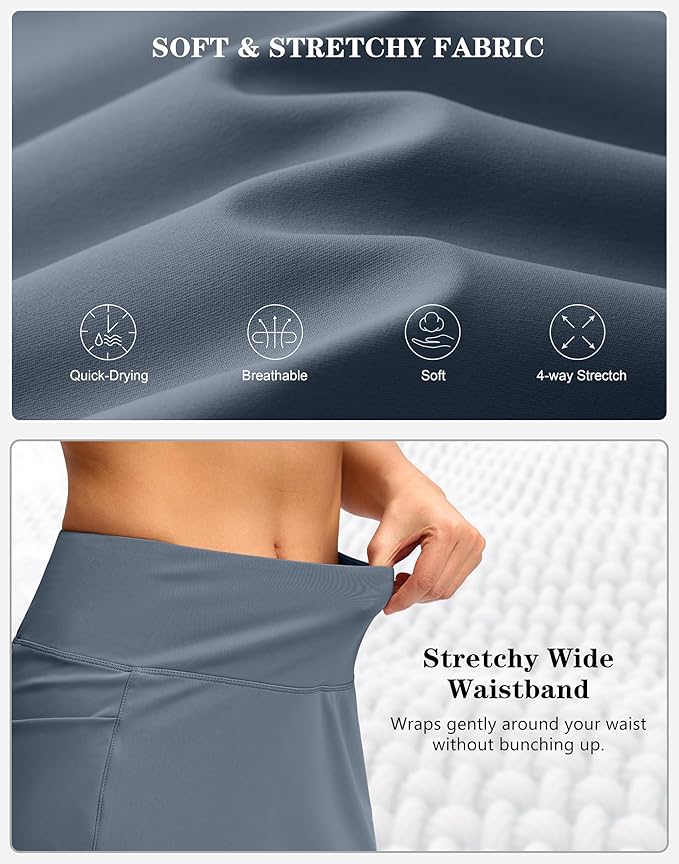 Women's Golf Skirts Skort 4 Side Pockets High Waisted Stretchy Tennis Skirt with Short Athletic Casual