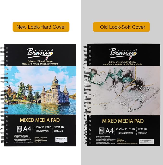 Bianyo Mixed Media Paper Pad, 60 Sheets/Each, 123 LB/200 GSM, Spiral-Bound Pad - Image 6