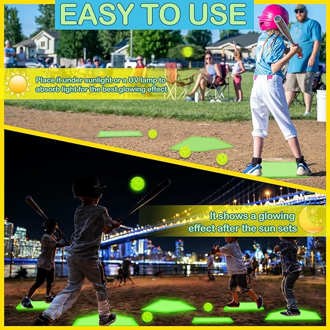 Mototo Rollable Baseball Base for Yard Practice Kit, 5 Baseball Home Plate Rubber Base with 6 Practice Soft Balls & Black Storage Bag, Throw Down Home Plate for Backyard, School Kickball, Tball