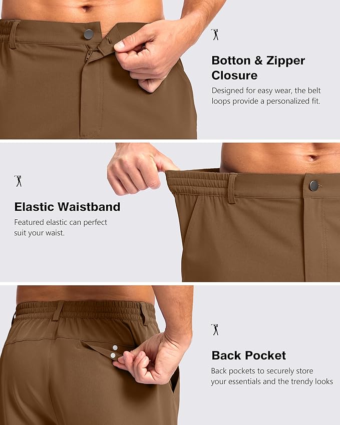Pudolla Men's Casual Shorts 7"/9"/5" Lightweight Golf Shorts with 3 Pockets Stretch Quick Dry Comfy Work Shorts