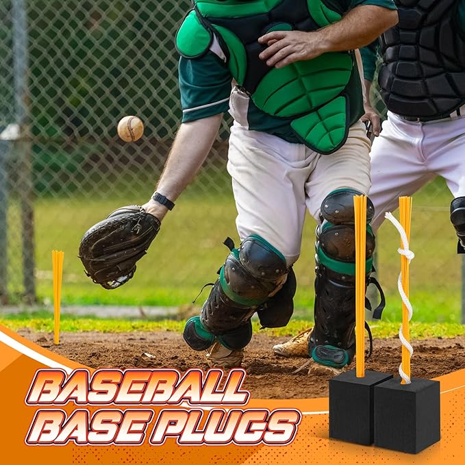 Shappy 24 Pieces Base Plugs with Tassels Heavy Duty Rubber Baseball Anchor Plug for Baseball Field Drill Softball Accessories