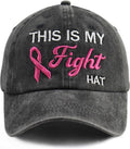 This is My Fight Hat, Adjustable Cotton Embroidered Pink Ribbon Breast Cancer Baseball Cap