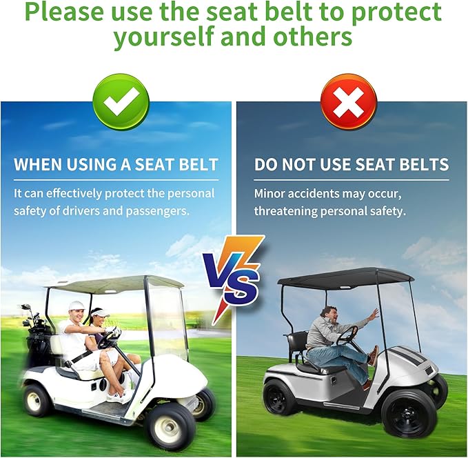 10L0L 4 Passenger (2+2) Golf Cart Seat Belt Kit for EZGO, Yamaha, Club Car, Fits Front Rear Seat, with Bracket