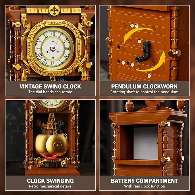 Retro Swing Clock Building Blocks Set, Vintage Pendulum Clock - Image 2