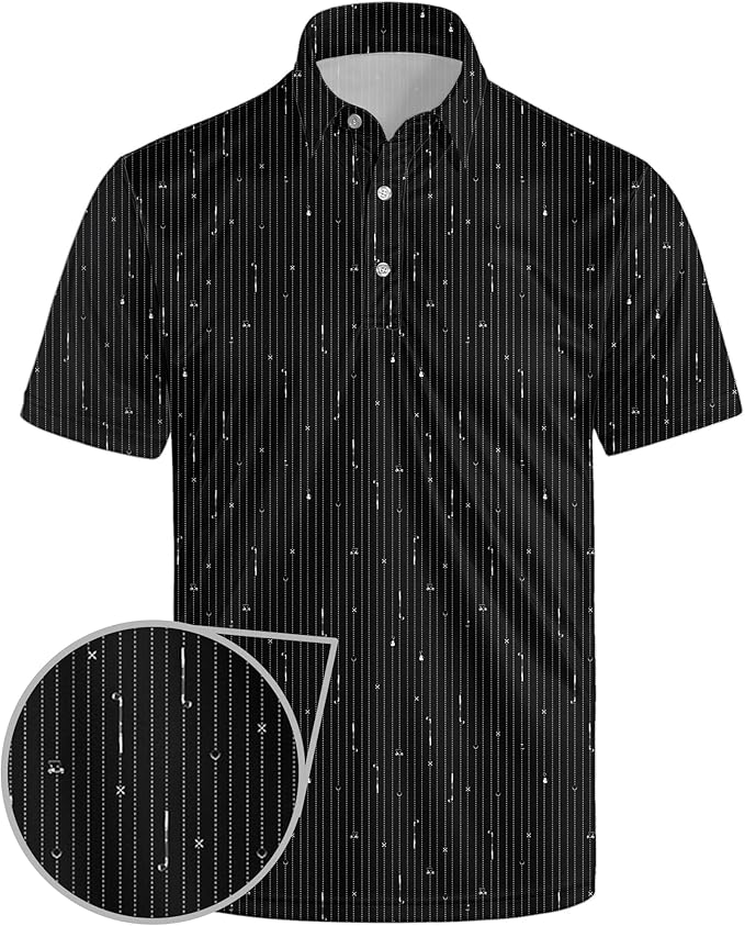 Golf Polo Shirts for Men Funny Print Short Sleeve Golf Shirts Performance Golf Polos
