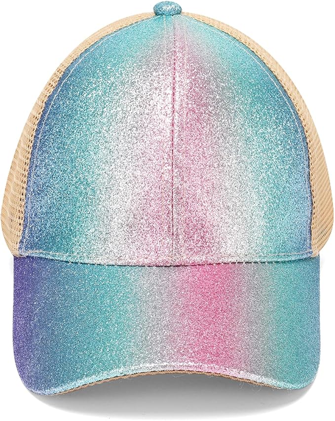 Criss Cross Hat Washed Distressed Baseball Cap Ponytail Hat High Messy Bun Ponycap for Women