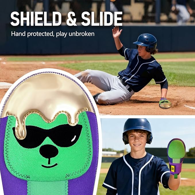 Baseball Sliding Mitt - Youth Size - Ice Cream, Bear Drippy Drip Accessory, Ambidextrous Baseball & Softball Sliding Glove Gear for Hand Protection,Breathable and Durable