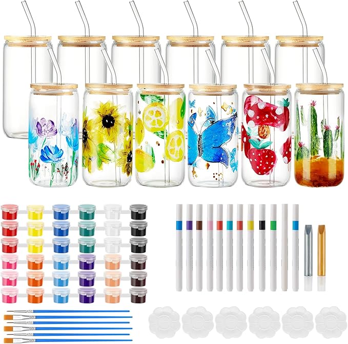 WJXCYGG 6 Sets Paint Your Own Wine Glass Paint Set 6 Wine Glass 2 Glass Paint by Unknown